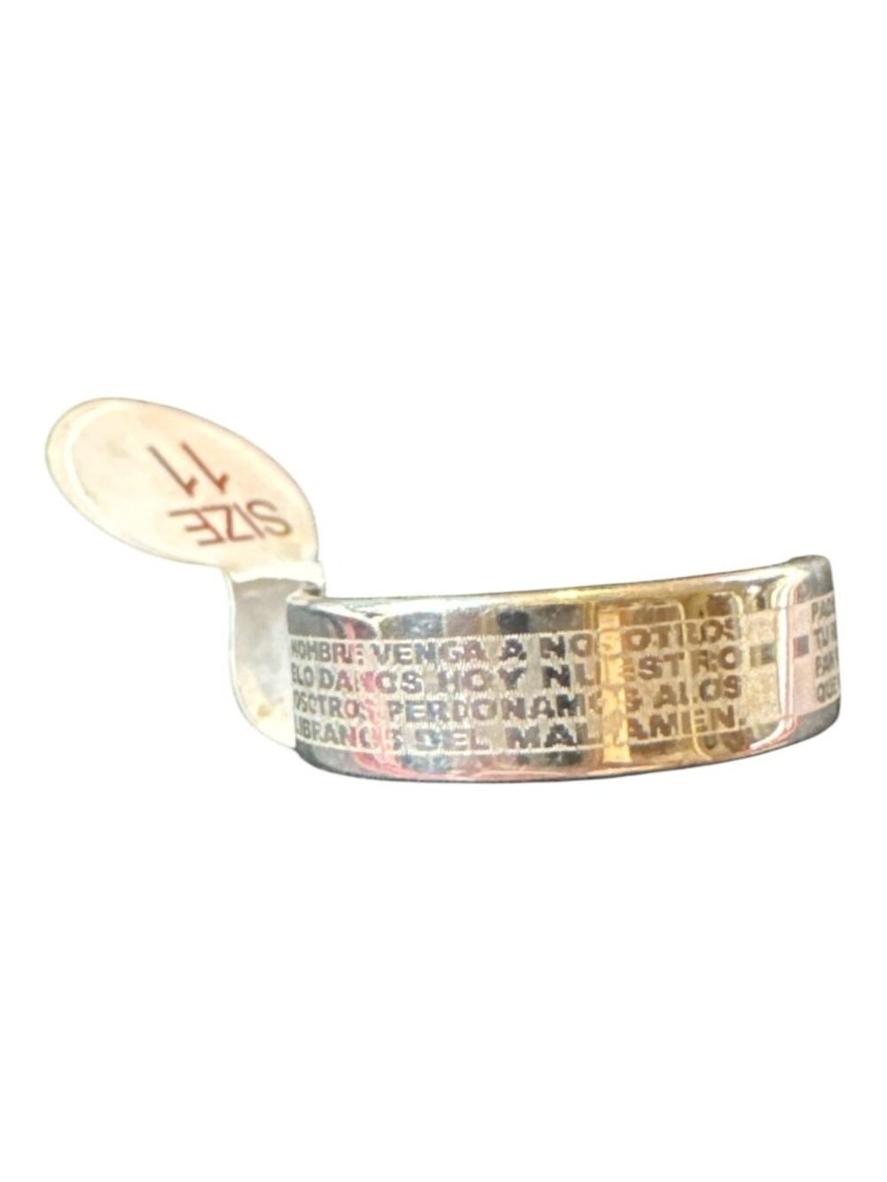 Padre Nuestro Prayer Ring Stainless Steel Engraved Spanish Lord’s Prayer Band –
